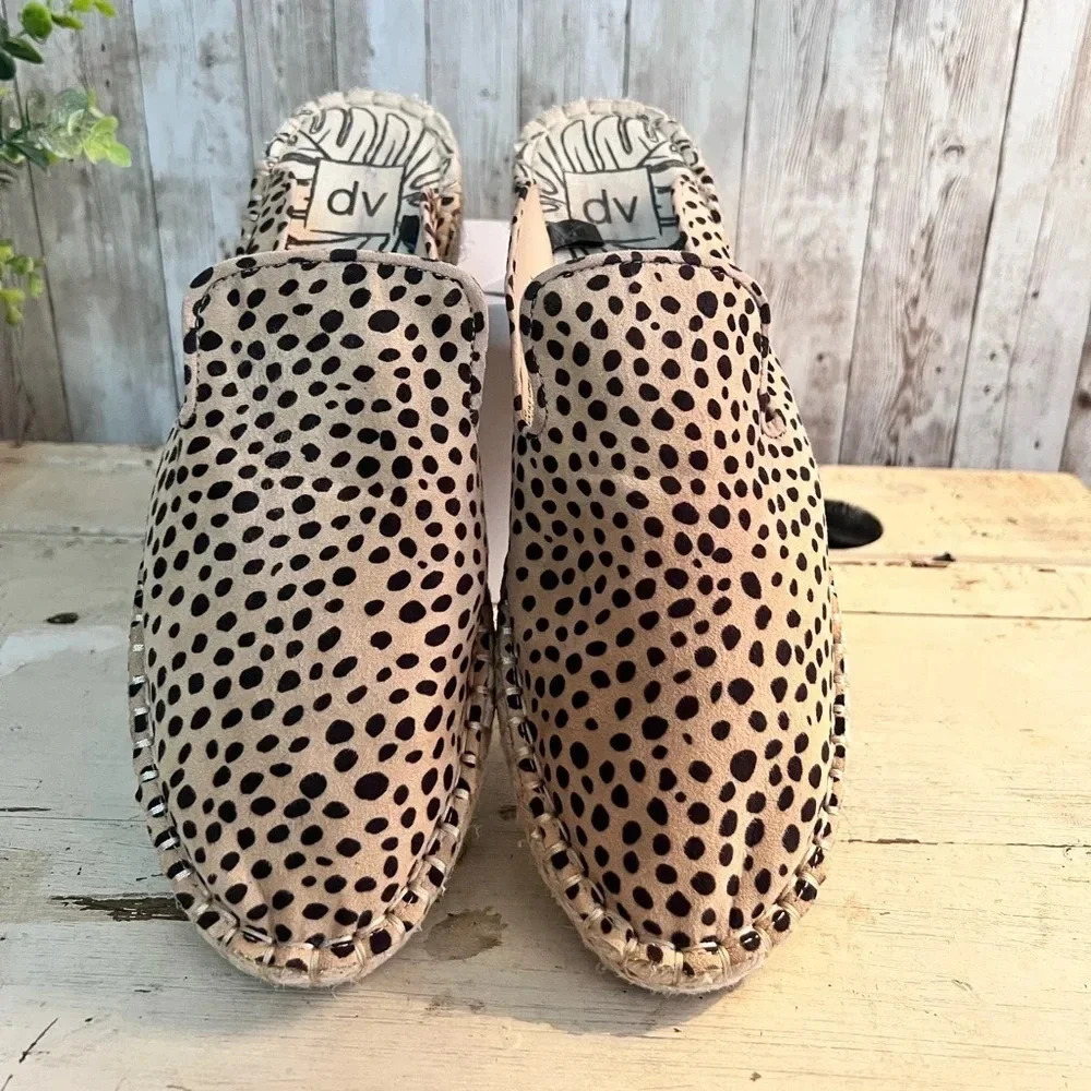 Dolce Vita Animal Print Espadrille Slip On Mules 10